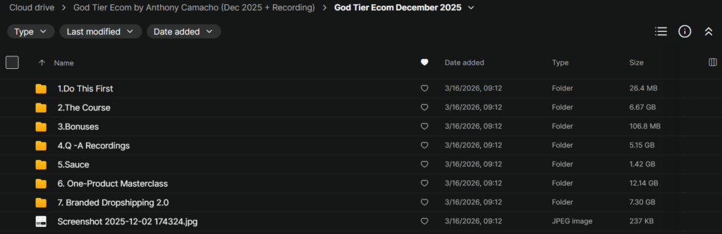 Anthony Camacho – God Tier Ecom (09.2025)